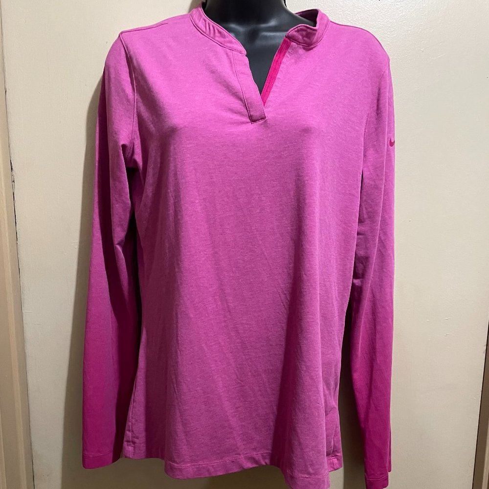 Nike GOLF SPORT Dri-Fit Top Womens SZ M FUCHSIA LONG SLEEVE